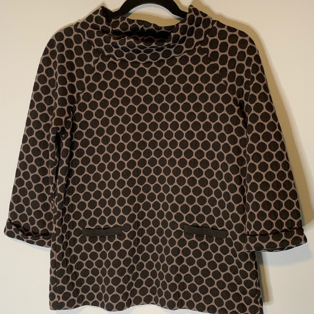 Boden gray and black polka dot top